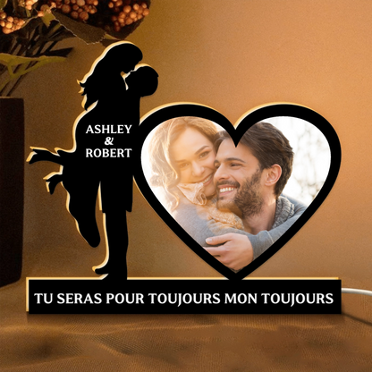 Boîte lumineuse personnalisée avec photo, nom et texte Cadeau pour couple