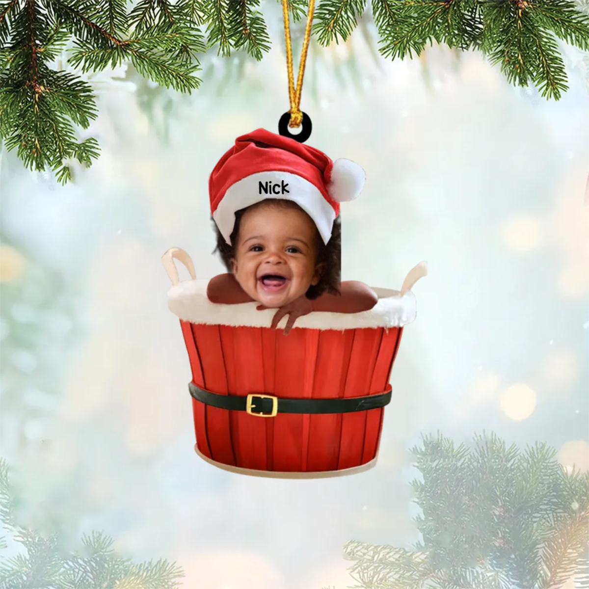 Bébé Photo bac à douche Décorations de Noël avec nom