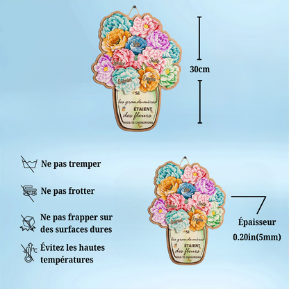 Pancarte en bois personnalisable avec vase Cadeau pour grand-mère