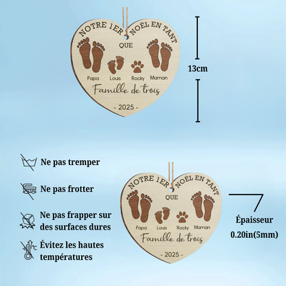 Notre Premier Noël en Famille de ... – Ornement en Bois Personnalisé avec Empreintes
