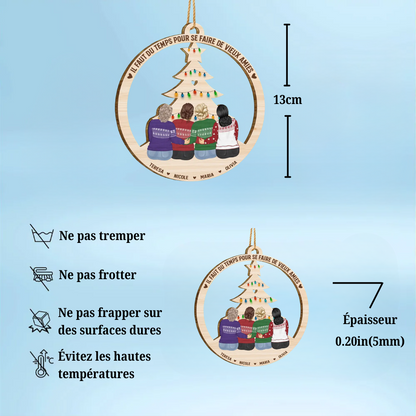 Orement en bois avec 2 à 6 femmes Décoration de Noël  pour meilleures amies