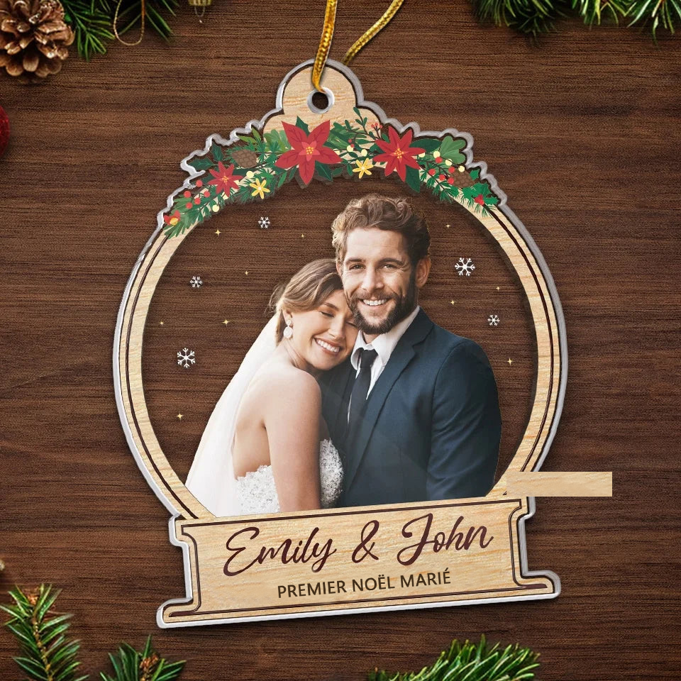 Ornement photo personnalisé – Décoration de Noël souvenir de mariage