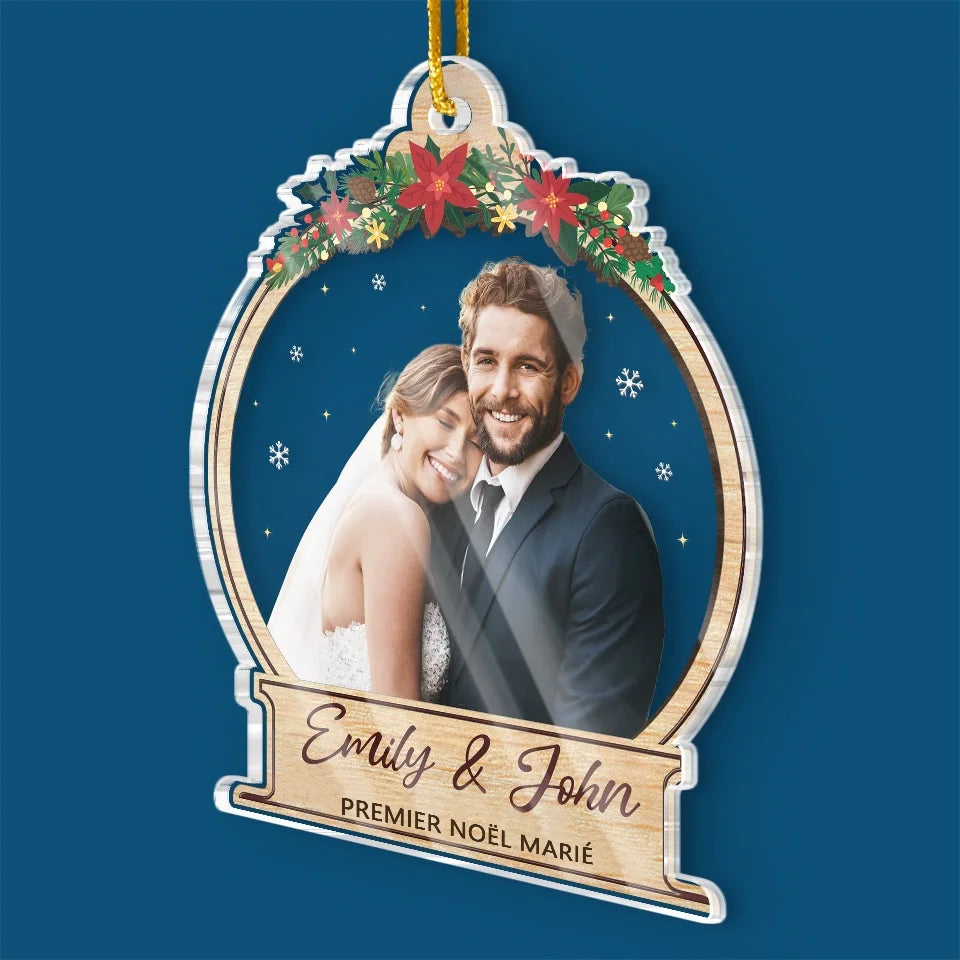 Ornement photo personnalisé – Décoration de Noël souvenir de mariage
