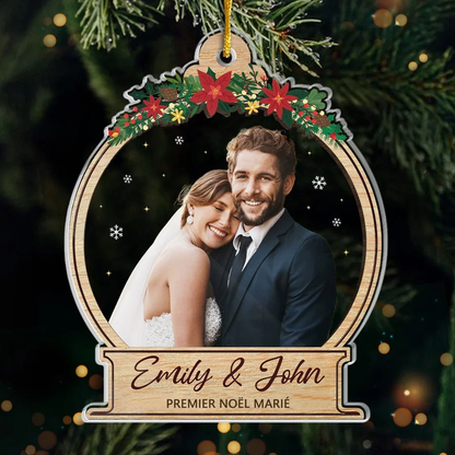 Ornement photo personnalisé – Décoration de Noël souvenir de mariage
