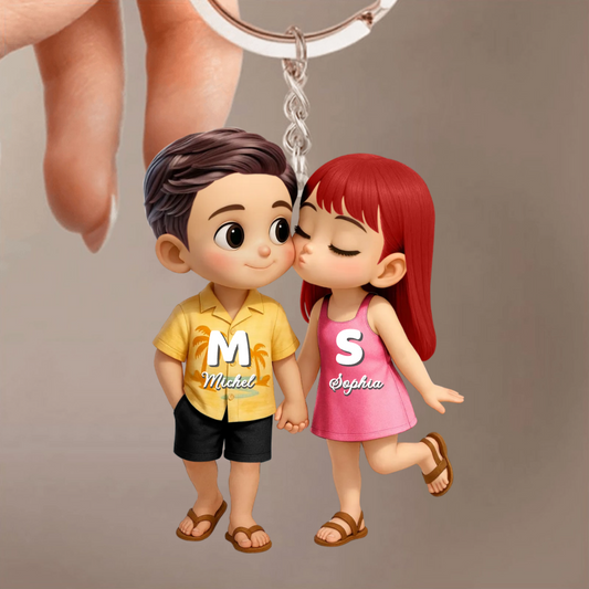 Porte-clés en acrylique personnalisé Couples d’été Cadeaux pour amoureux